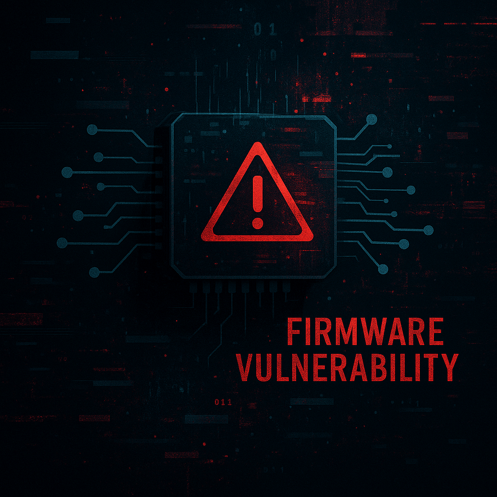 Abstract microchip circuit board with glitch effect representing firmware vulnerabilities in Dell ControlVault3 (ReVault).
